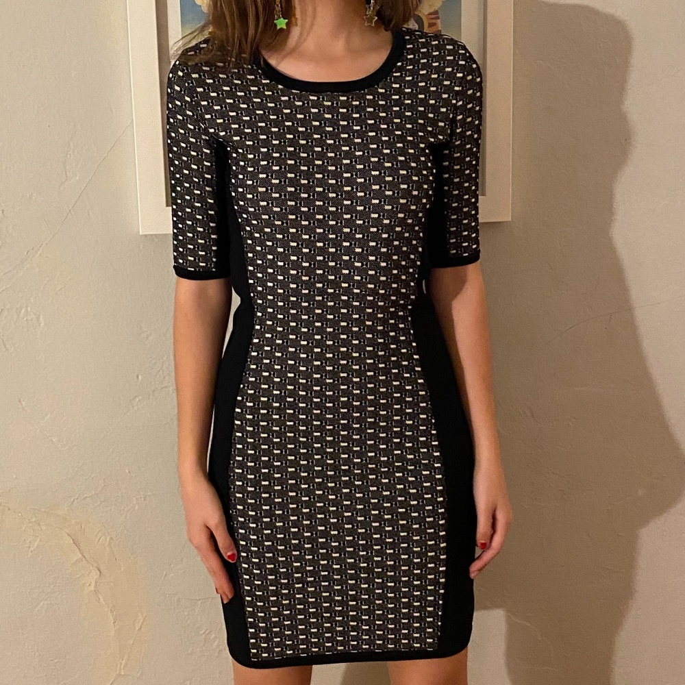 Rag and Bone Black and White Bodycon Knit Dress